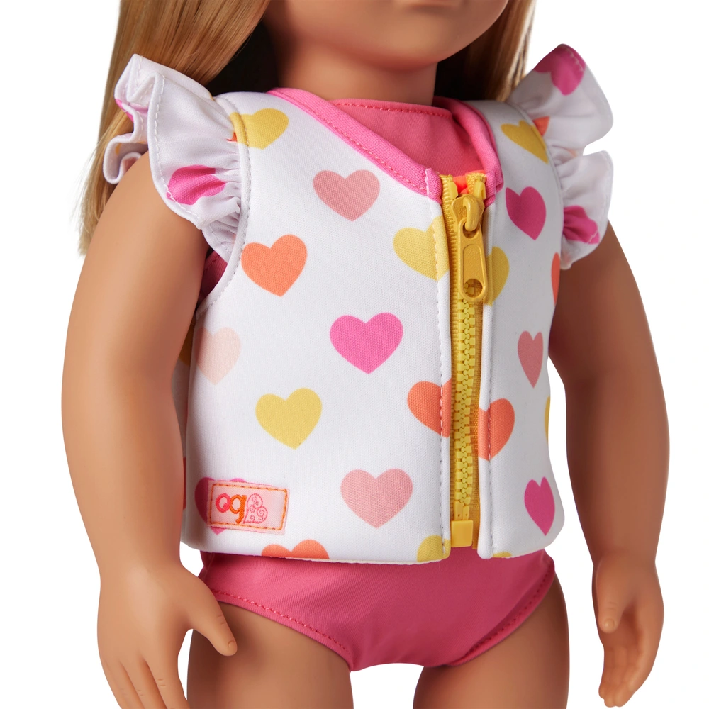 Tenue De Plage Et Piscine Glitter Girls – Maillot, Lunettes, Gilet De Sauvetage Pour Poupée 36 Cm, Dès 3 Ans