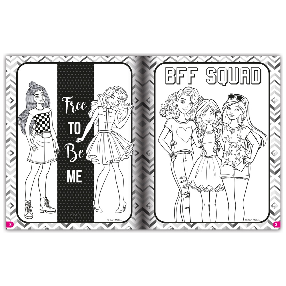 Barbie Colouring Pages Book and Stickers 4 Pack Activity Tin | Smyths ...