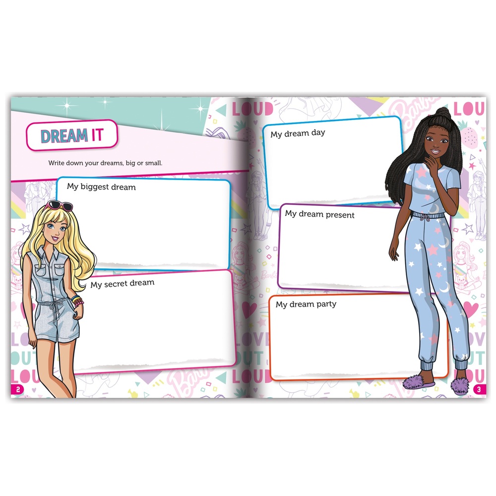Barbie Colouring Pages Book and Stickers 4 Pack Activity Tin | Smyths ...