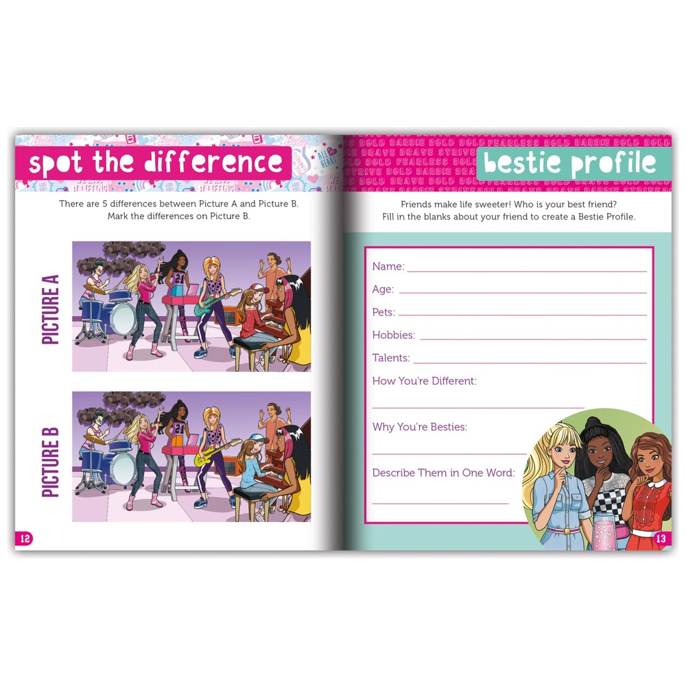 Barbie Colouring Pages Book and Stickers 4 Pack Activity Tin | Smyths ...