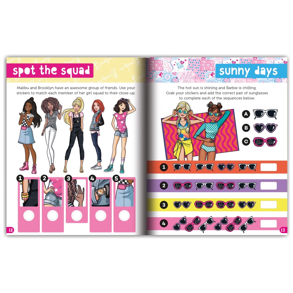 Barbie Colouring Pages Book and Stickers 4 Pack Activity Tin | Smyths ...
