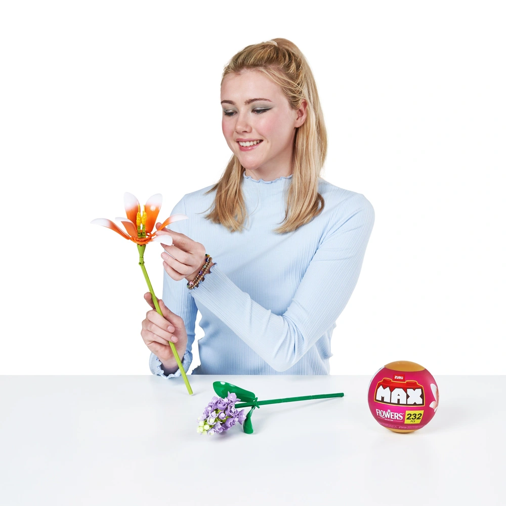 MAX Premium Rose Bausteine – 247 Teile, Bau Deinen Rosenstrauß Mit Rose & Lavendel