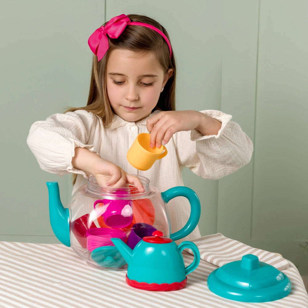 Set De Thé En Plastique Rose 17 Pièces Pour Jeu D'imitation - NEUF Pour Enfants 2 à 6 Ans