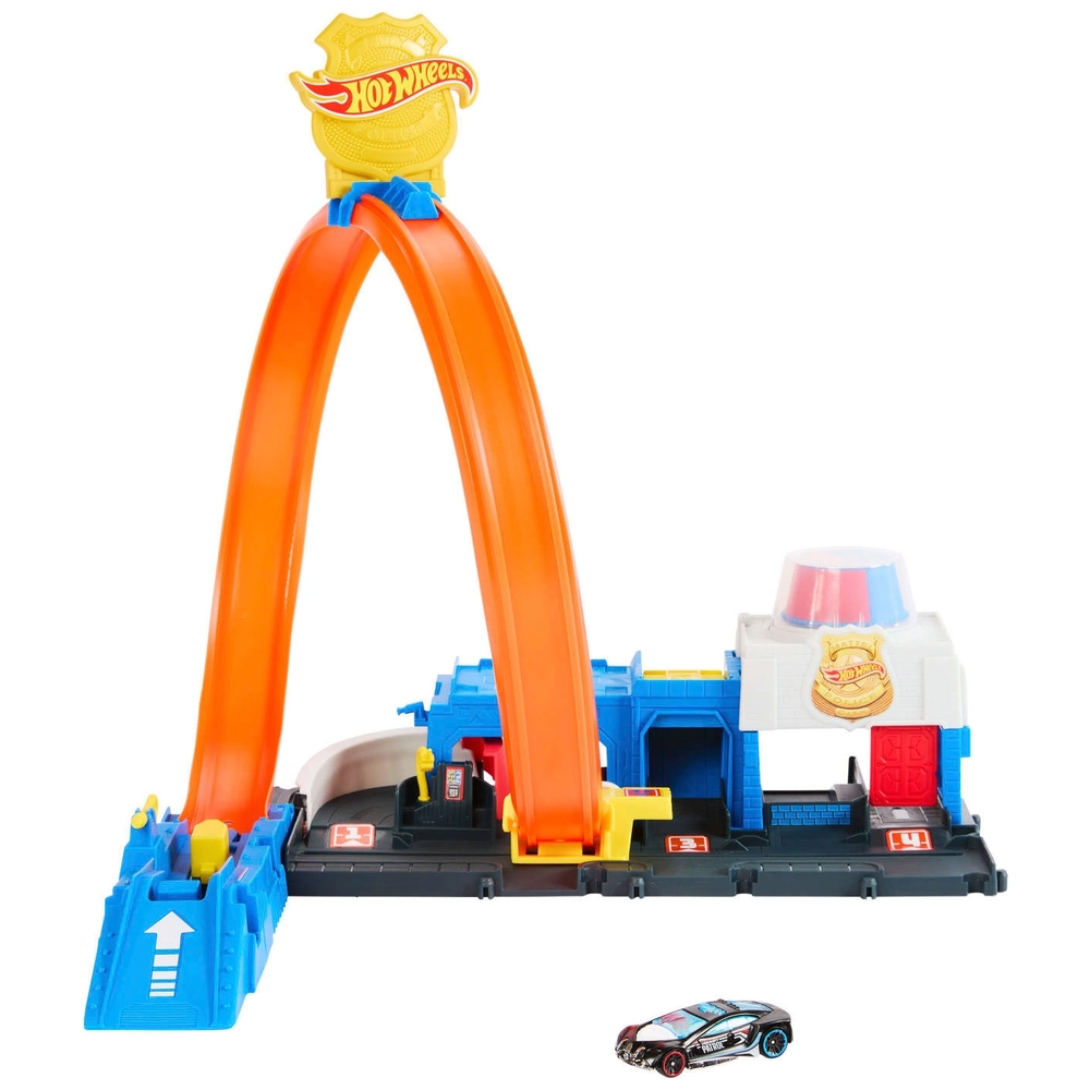 Hot Wheels - Truck - Oplegger Met Baan - Inclusief 1 Speelgoedauto Opbergruimte Voor 9 Auto S Schaal 1 64