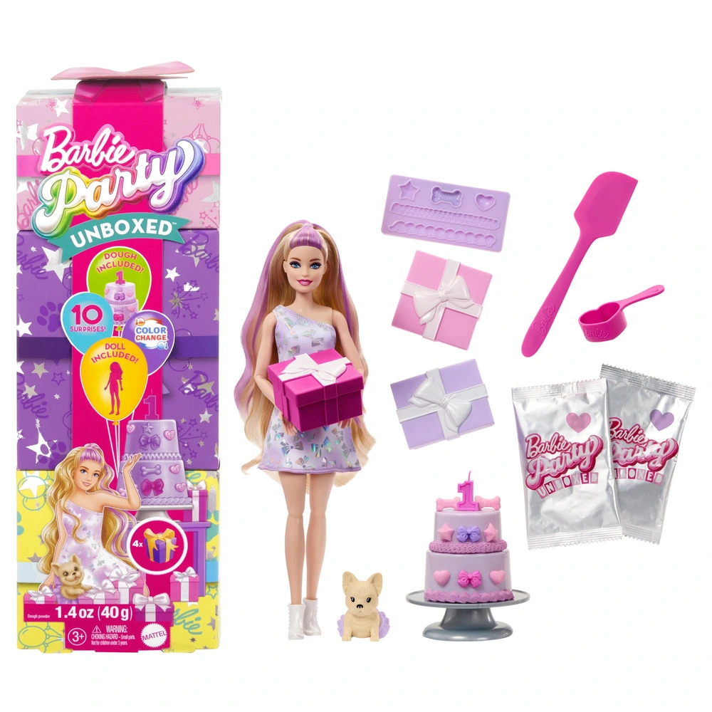 Barbie Party Unboxed Pet Birthday Series Purple Smyths Toys UK