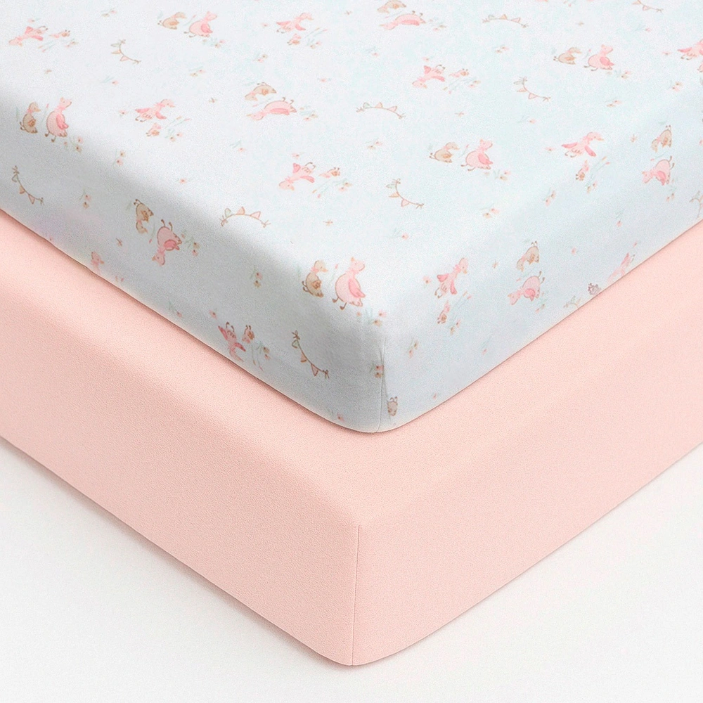 Baby Elegance Jersey Sheets For Moses Basket Or Pram (White & Pink