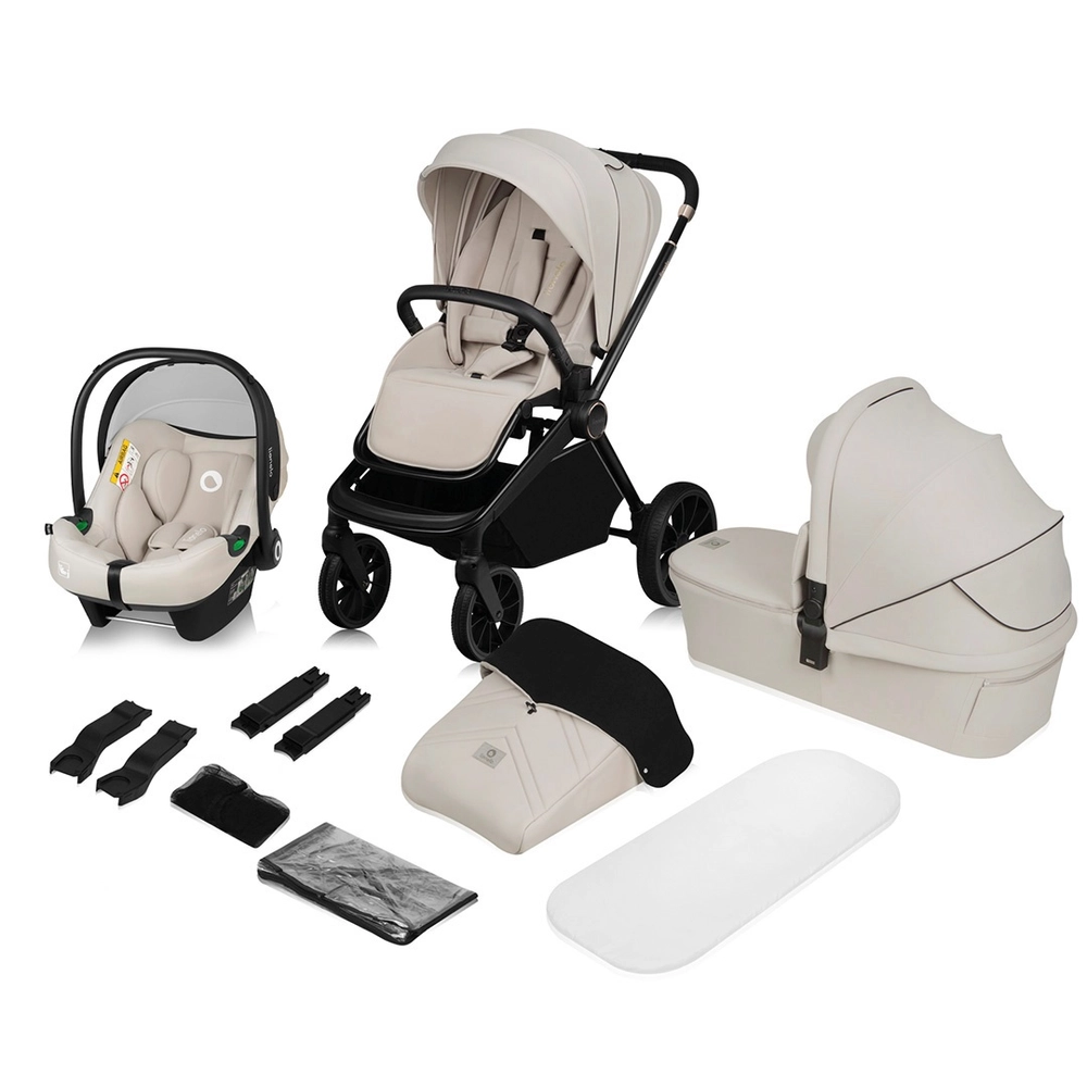 LIONELO Mika Plus 3-in-1 Kinderwagen Set: Reiswieg, Buggy & i-Size Autostoel, All-Terrain Wielen met Vering, XXL Zonnekap UPF50 Waterafstotend, Verstelbare Rugleuning, Compact, tot 22 kg, Grijs