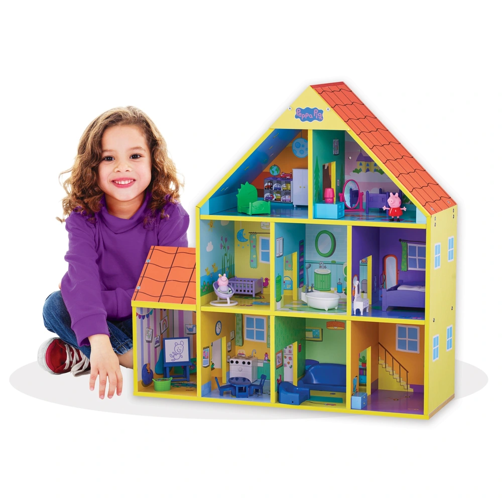 Peppa Pig Peppa and Baby Evie Wooden Play House Smyths Toys UK