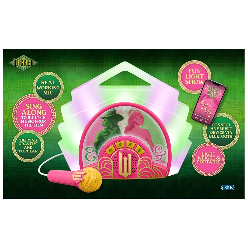 Jbl Microphone Wireless EKids Wicked Karaoke Mic - Bluetooth, Lights, & Built-In Songs Echo Show