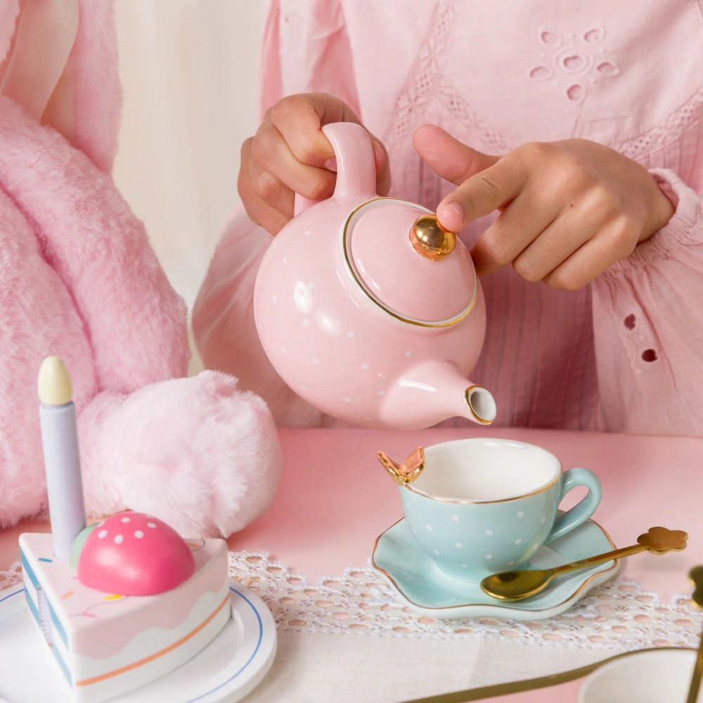 Deluxe Polka-Dots and Butterflies Porcelain Tea Set Smyths Toys UK