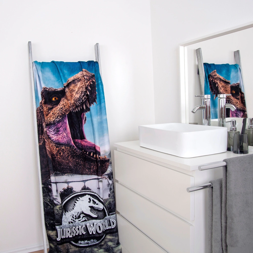 Jerry Fabrics Jurassic World Badeponcho Mit Kapuze – 50x115 Cm, 100% Baumwolle
