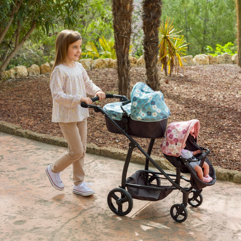 Ivy & Lily Zwillings-Puppenwagen mit Blumen blau & pink | Smyths Toys  Deutschland