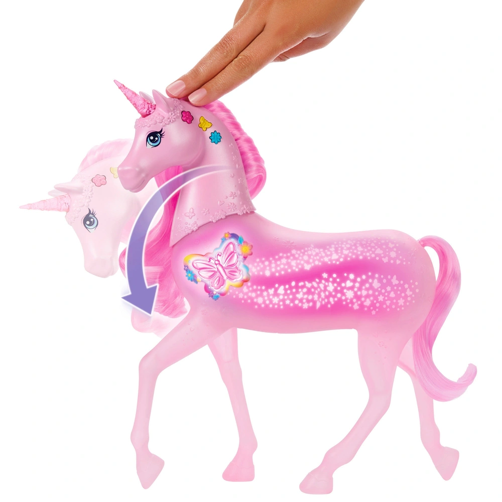 Barbie Dreamtopia Licorne Arc-en-Ciel Sons Et Lumières - Crinière Rose à Brosse, 4 Effets Magiques, Jouet Fille Dès 3 Ans
