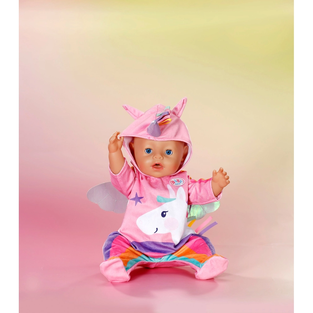 Zapf Creation BABY Born Kuschelanzug Einhorn – Puppenkleidung Für 43 Cm Puppen, Mit Kapuze Und Flügeln