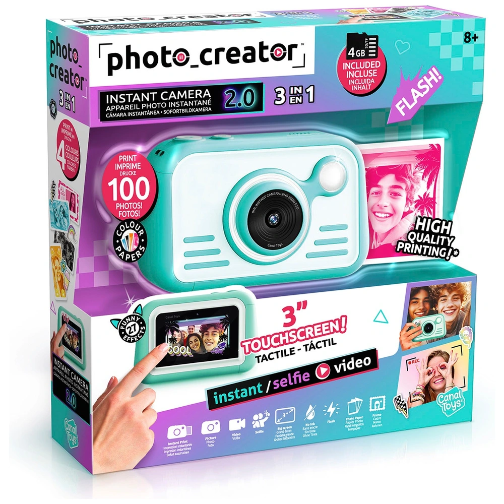 Instant kindercamera, 48 MP instant camera voor kinderen, met 32 GB kaart, 2,4 inch display, kindercamera, 1080p digitale camera voor kinderen, cadeau voor verjaardag, Kerstmis, voor 3-12 meisjes en