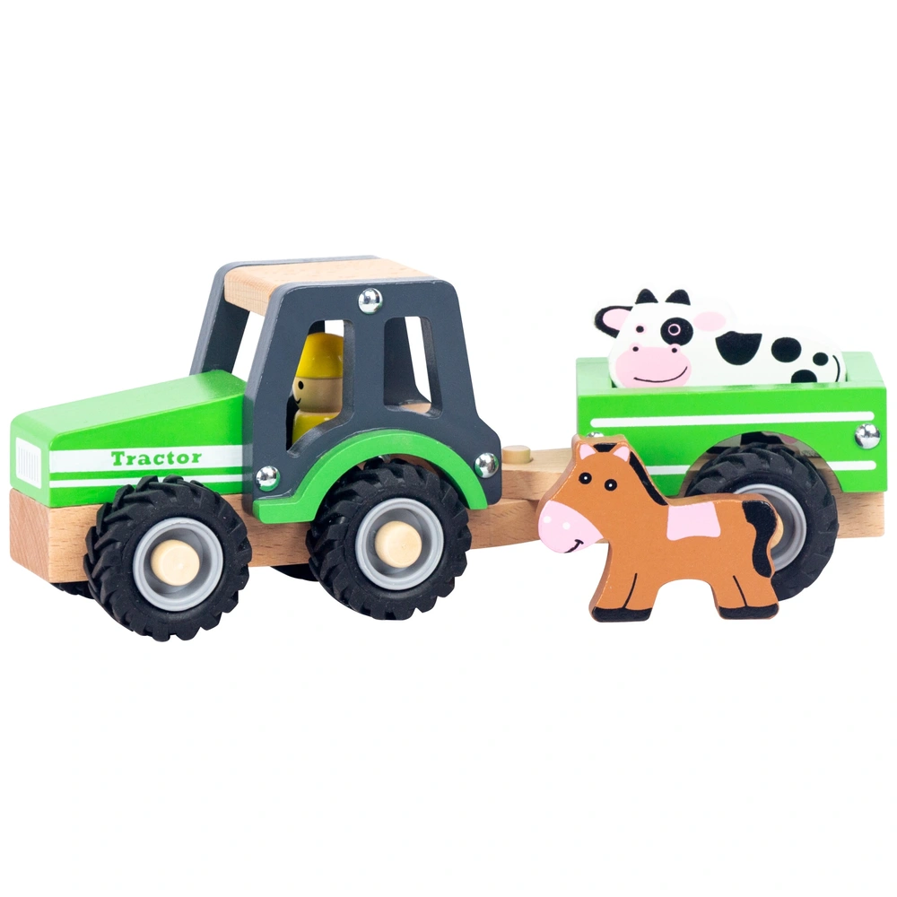 Squirrel Play Wooden Tractor with Trailer Smyths Toys UK