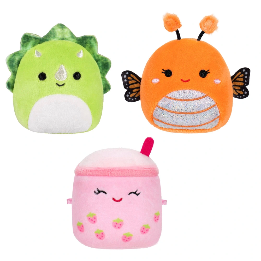 Pack De 3 Micromallows Squishmallows – 6,3 Cm – Pingouin, Boba, Chat – Peluches Miniatures Originales