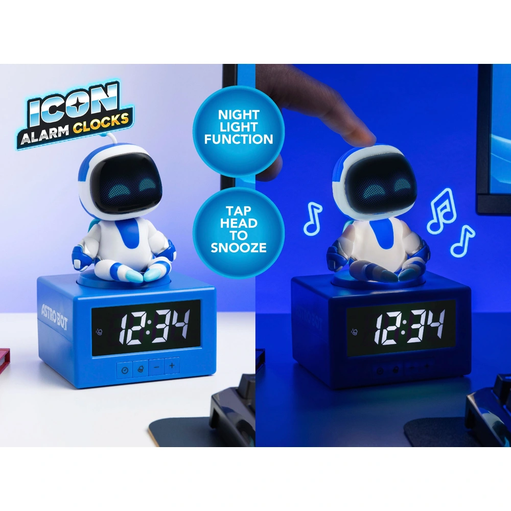 Réveil Astro Bot Icon – 14 Cm – Design Pixel Art – Idéal Pour Gamers – Table De Chevet – Démarrage De Journée Cosmo