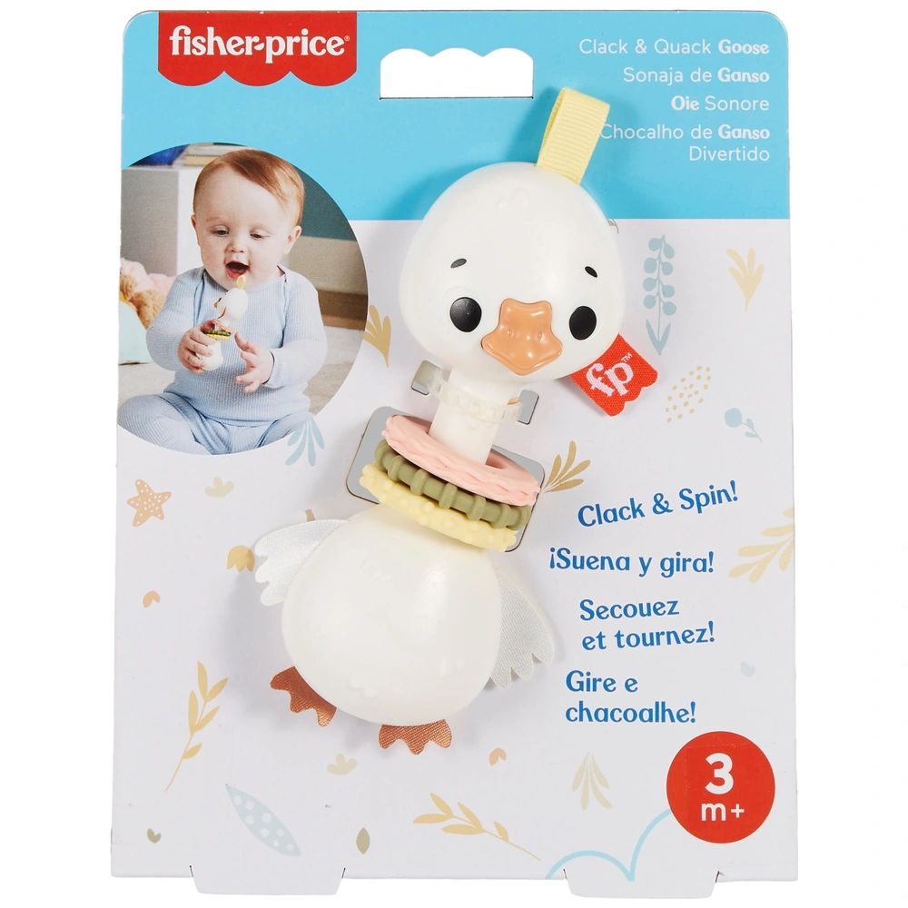 Fisher-Price Giraffen-Rassel – Mit Klickgeräusch, Drehendem Vögelchen & Stoffbeinen – Für Babys Ab 0 Monaten