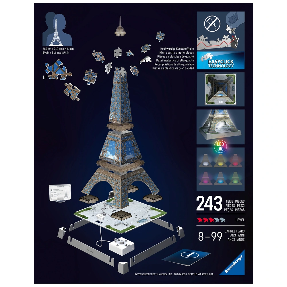 Ravensburger Night Edition Puzzle 3D illuminé Tour Eiffel au meilleur prix sur