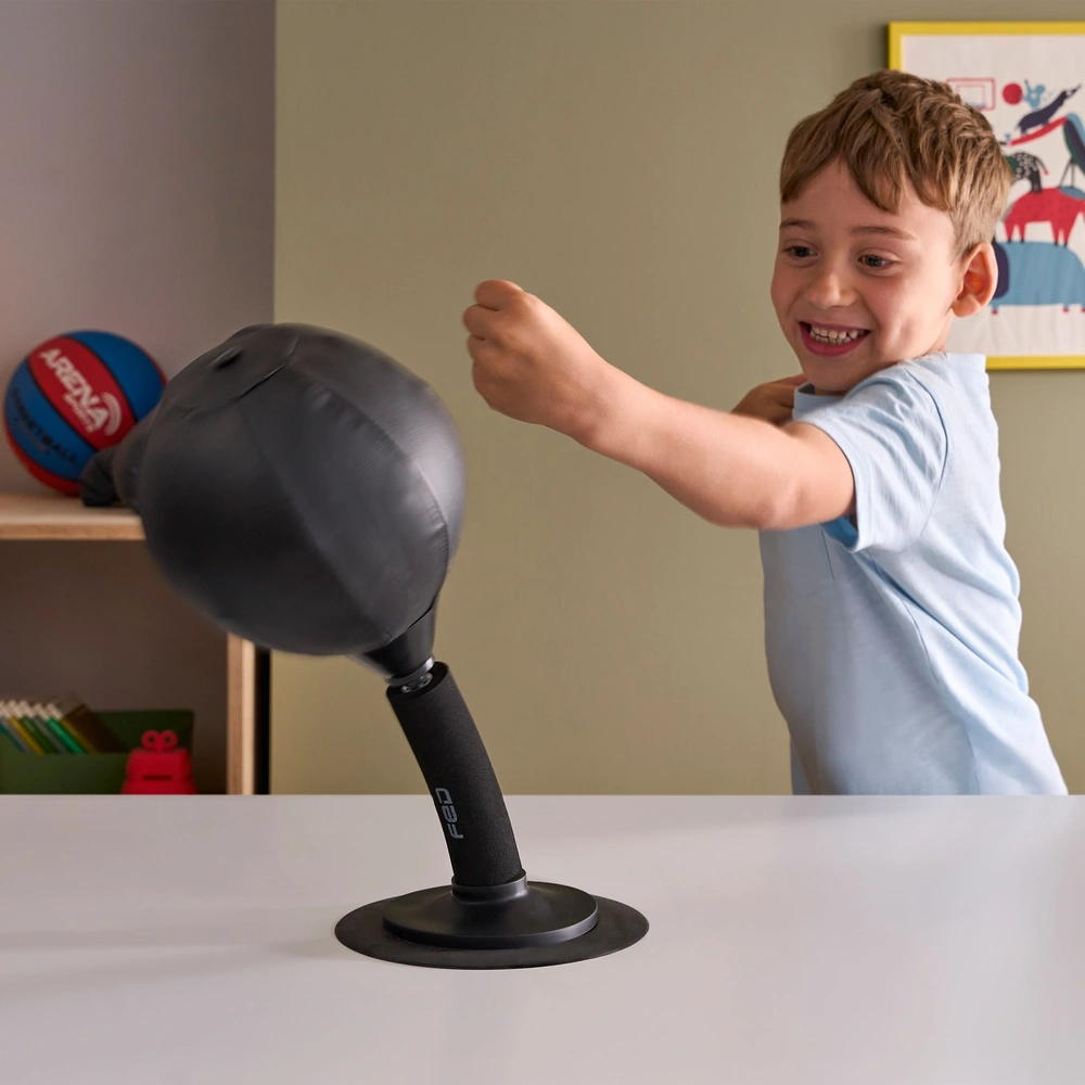Punching Ball De Bureau Metal Boxe – Anti-Stress Boxe De Table En Similicuir Rouge – Idéal Travail Et Loisirs