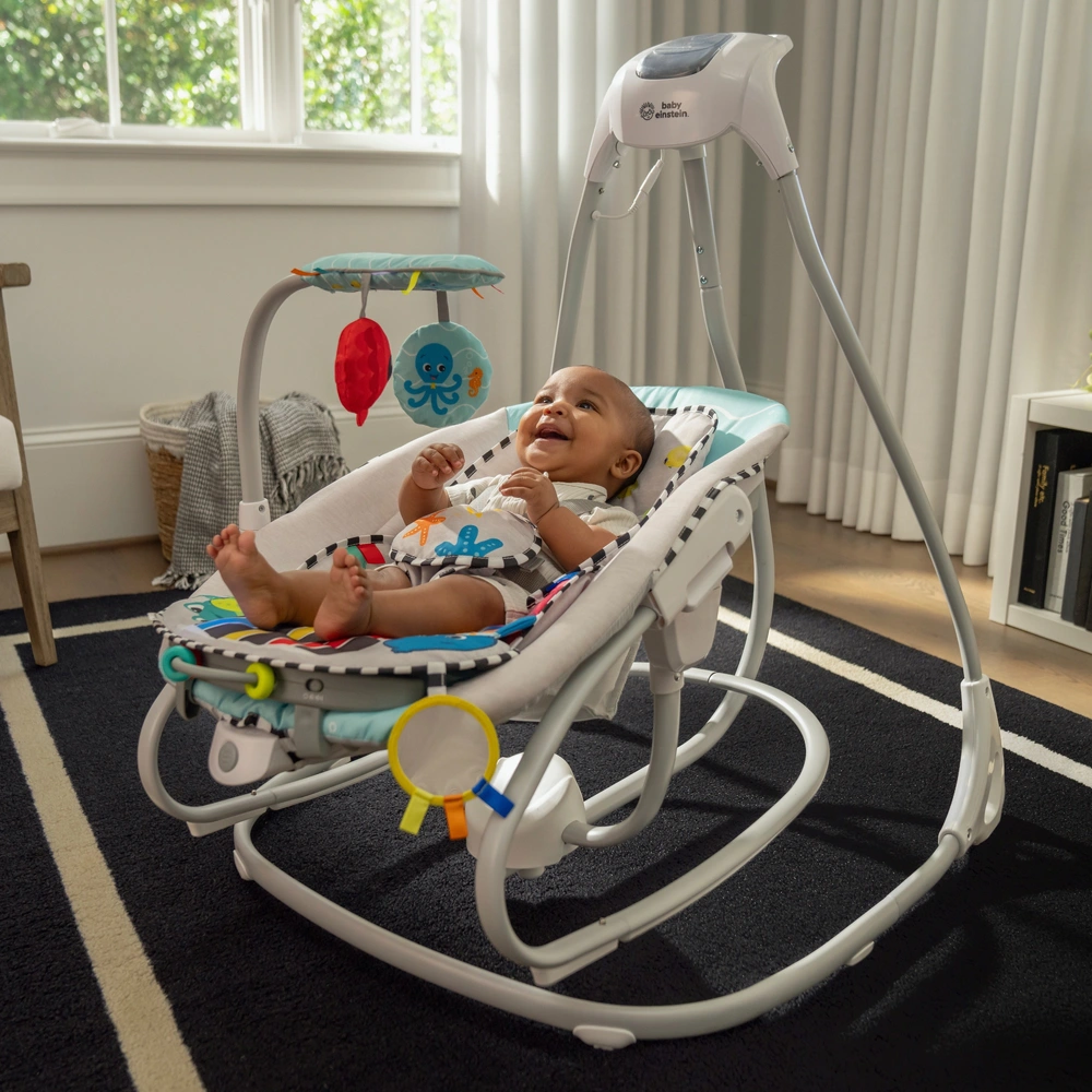 Baby Einstein Kick to it 4-in-1 Baby-Schaukel & Wippe mit Licht, Musik und  Vibration