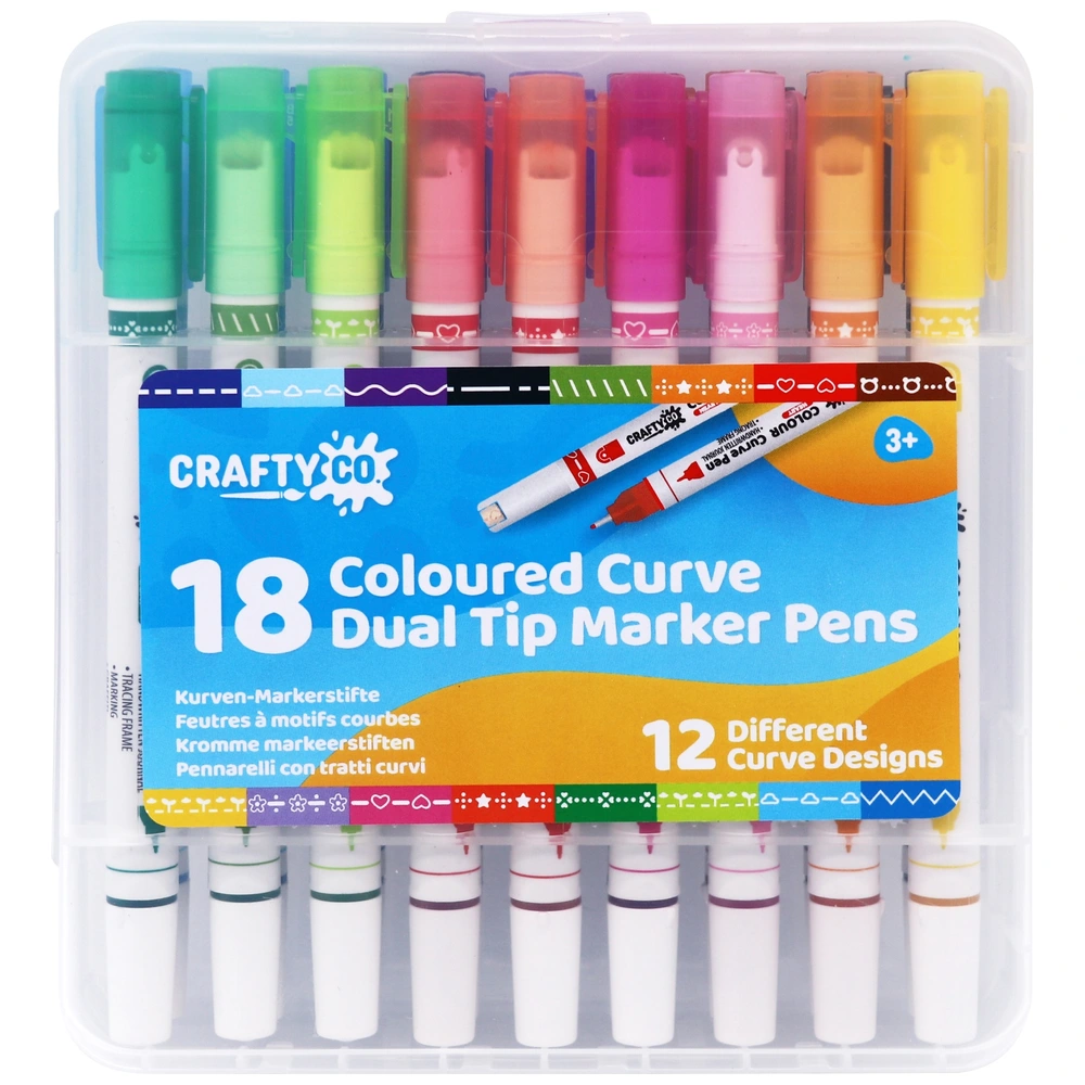 Crafty Dual Tip Coloured Curve Marker Pens 18 Pack Smyths - Main Image