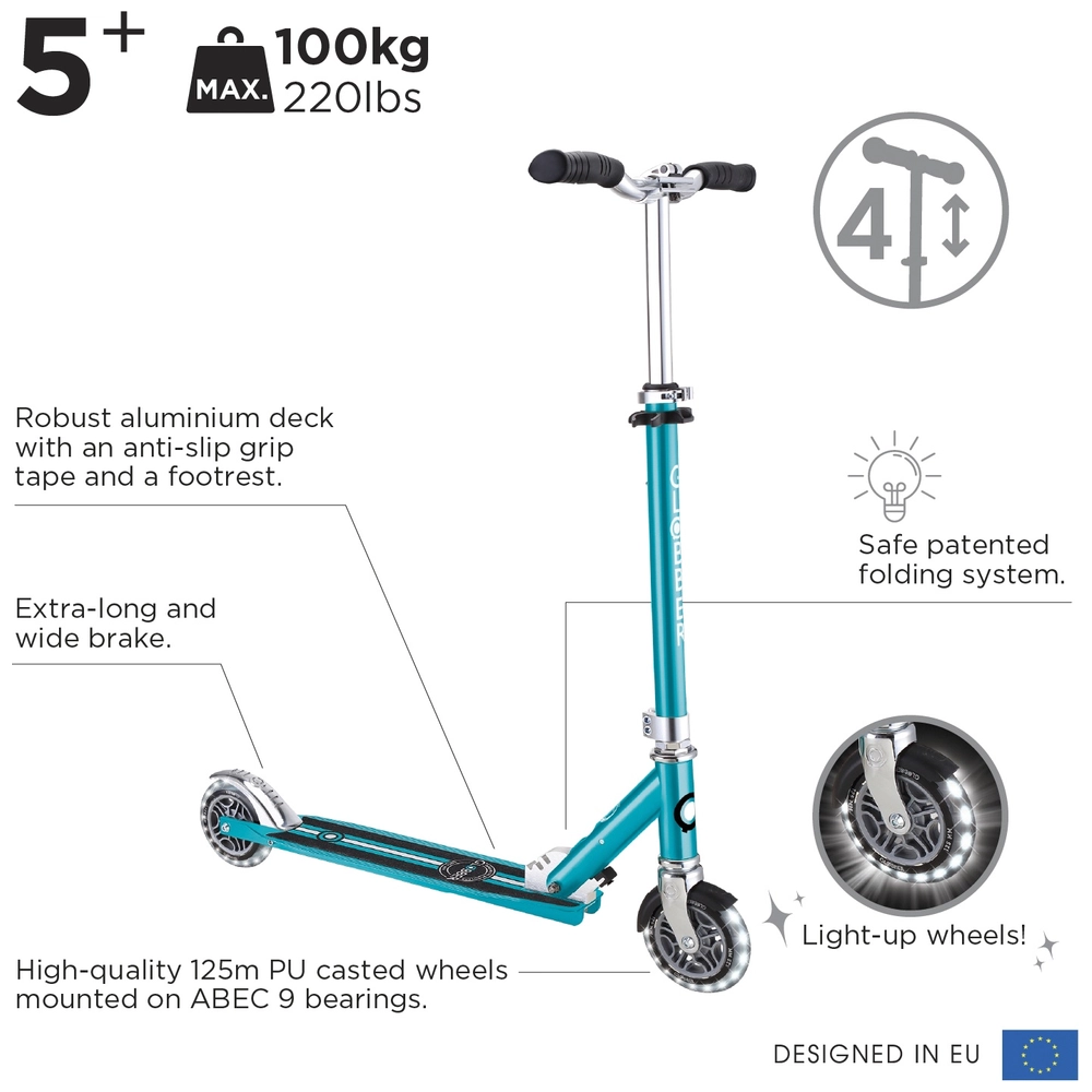 Globber Primo Foldable Plus Lights step - Mint