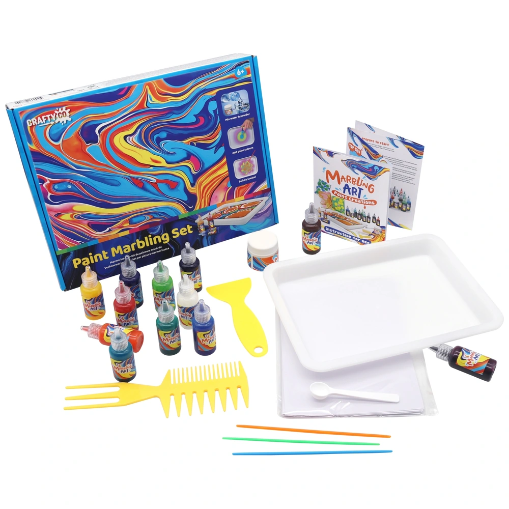 Original Stationery Rainbow Marbling Kit – Marmorier-Set Mit 6 Farben, Vase & Rahmen, Für Kinder