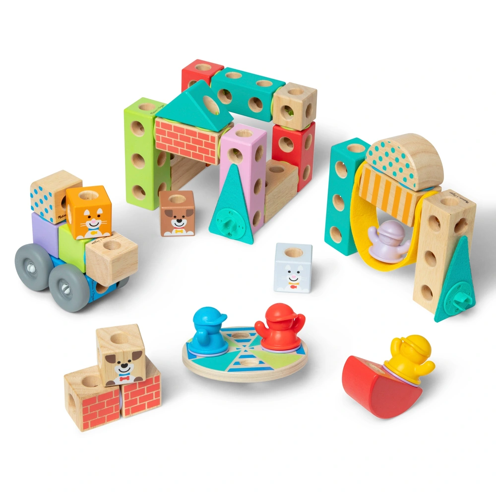 Chariot à Blocs ABC En Bois Battat - 31 Pièces - Jouet éducatif 18 Mois