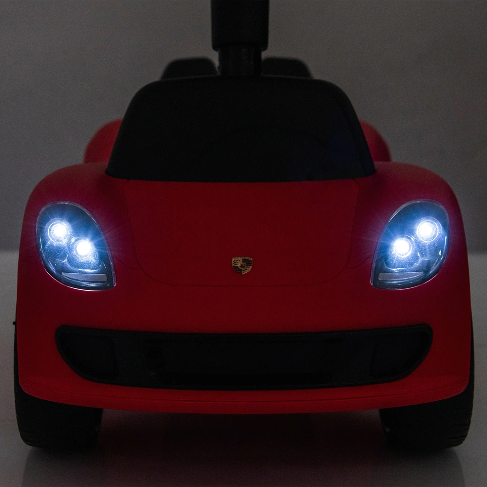Porteur bébé « voiture bleu » avec musique et lumière, canne parentale