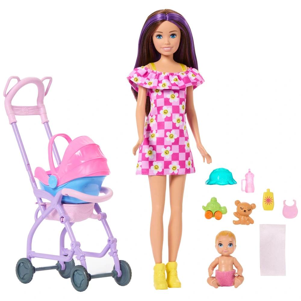 Poussette Barbie Bébé Barbie Skipper Poupée Baby-Sitter Et Poussette