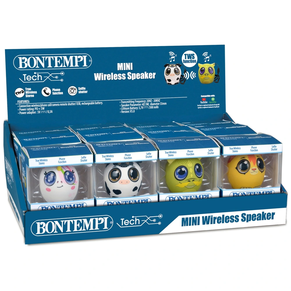Bontempi Mini Enceinte Bluetooth Noir – Son Puissant, Compacte 30x20x19,5 Cm – Idéale Fêtes, Enfants, Nomade