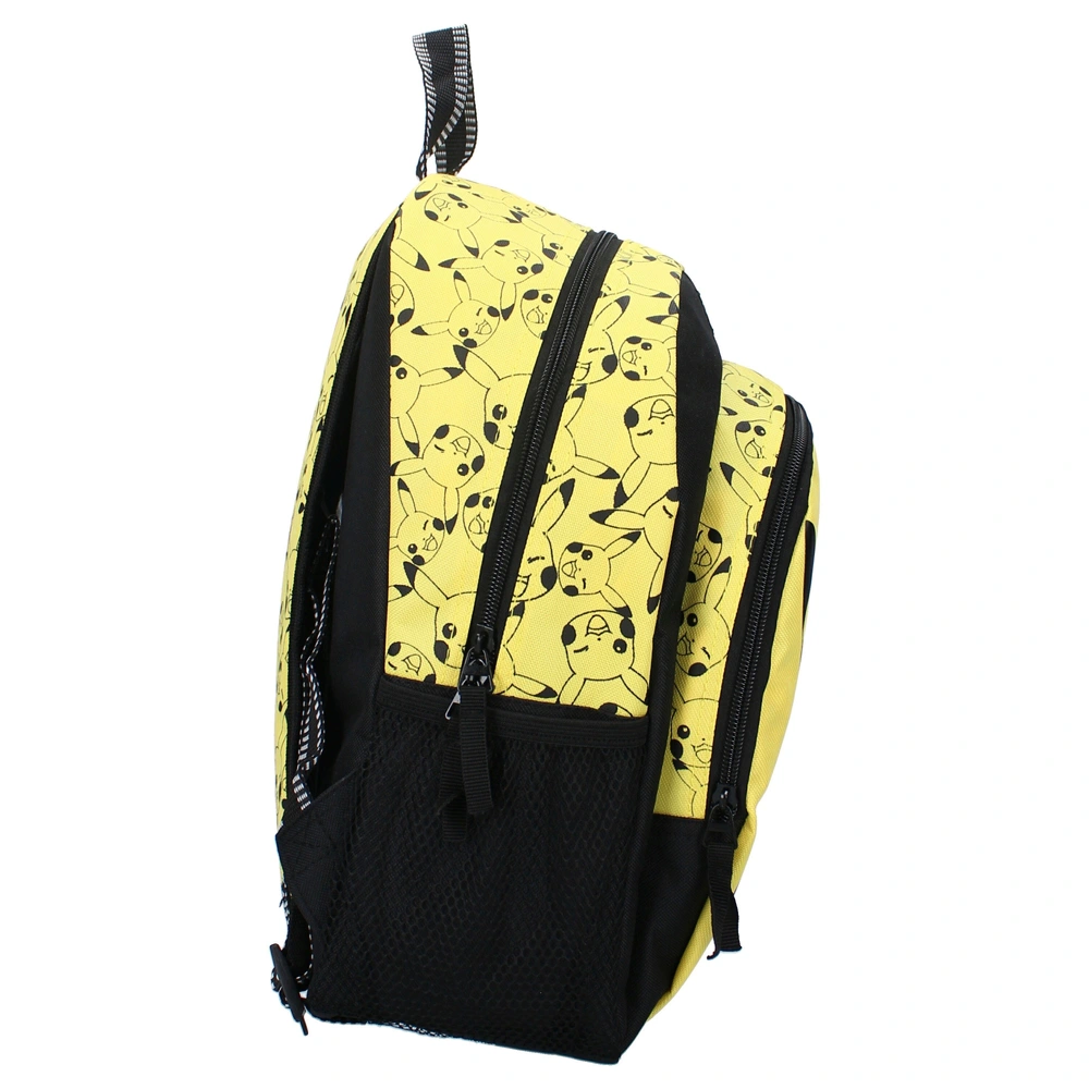 Pokémon Schulrucksack Für Kinder – Mit 2 Hauptfächern, Verstellbaren Trägern & Netztasche (Schwarz-Rot Design)