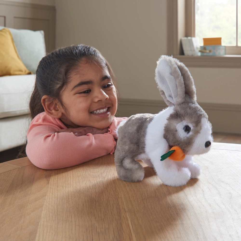 Lapin Interactif De Pâques – Peluche Sauteur 20x15x10 Cm, Avec Carotte, Réaliste Et Doux, Cadeau Enfant