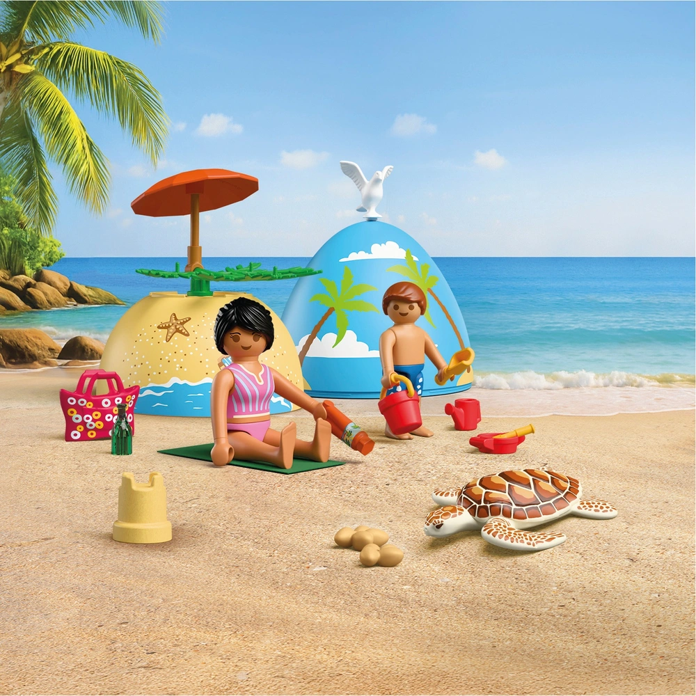 PLAYMOBIL | Vacances sur la plage | Plaisir en famille sur la plage | Jouet depuis 4 ans | Cadeau pour enfants, D5:D43avec figures et accessoires | 71906