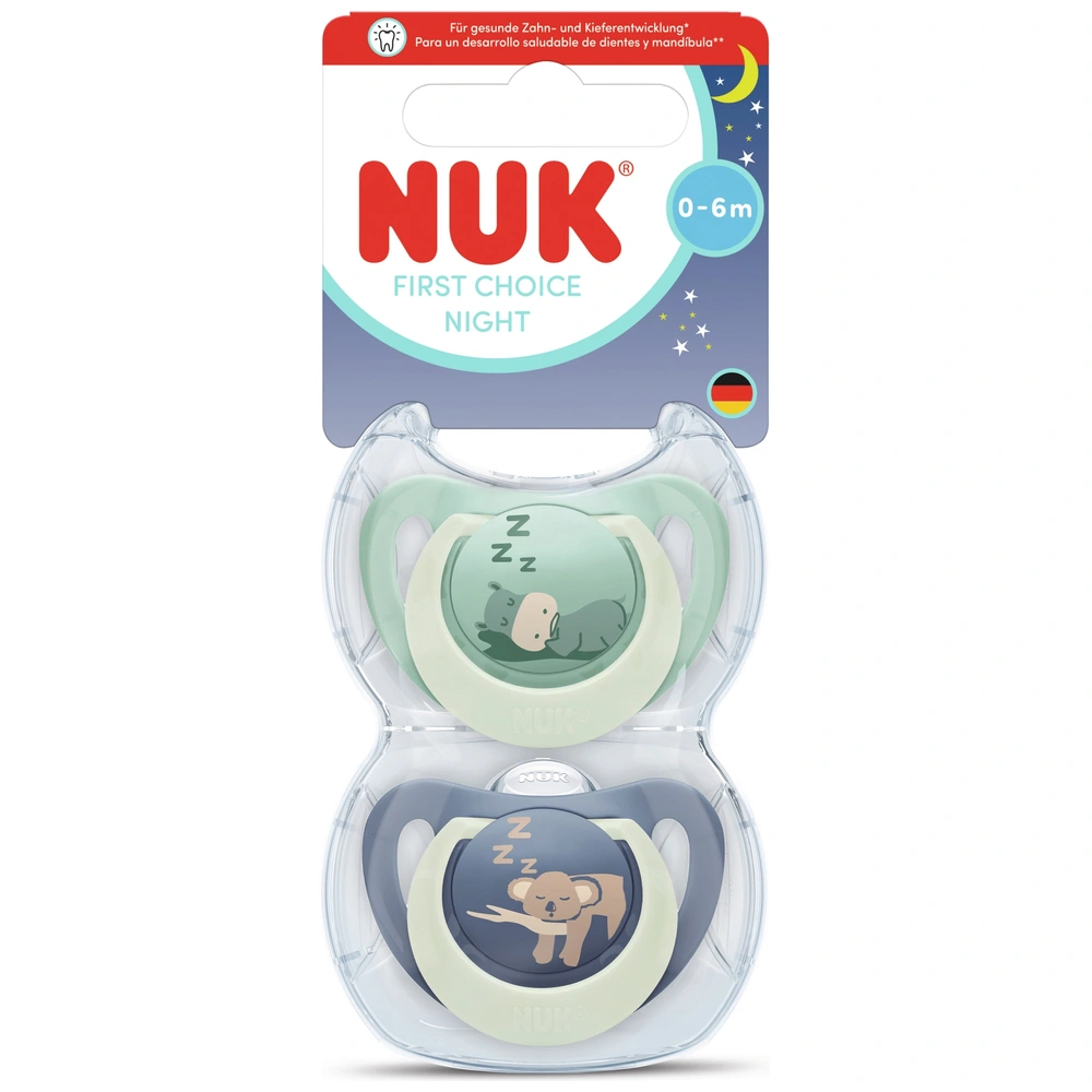 NUK Peppa Pig Star siliconen fopspeen, geschikt voor de kaak, 0-6 maanden, BPA-vrij, 2 stuks, wit en groen