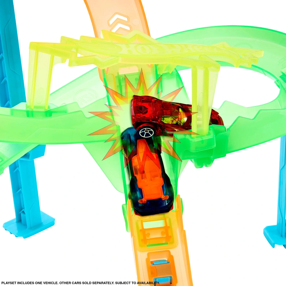 Hot Wheels Neon Speeders Tornado Jump Crash Playset | Smyths Toys UK