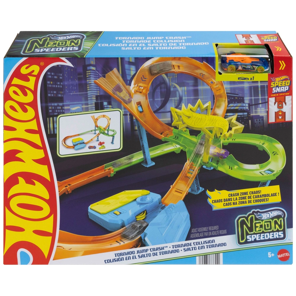 Hot Wheels Neon Speeders Tornado Jump Crash Playset | Smyths Toys UK