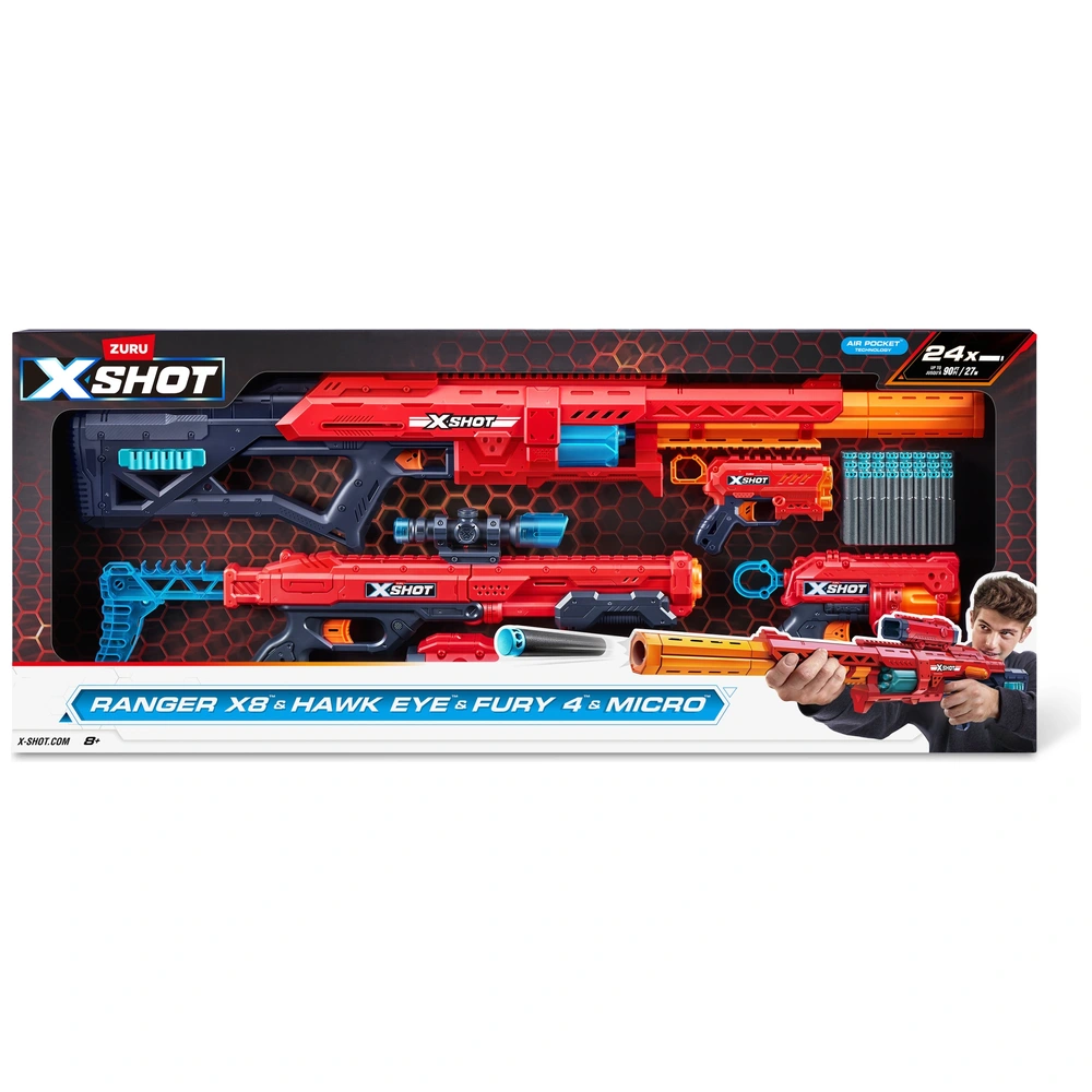 XSHOT by ZURU Excel Ranger X8, Hawk Eye, Fury 4 & Micro Blasters