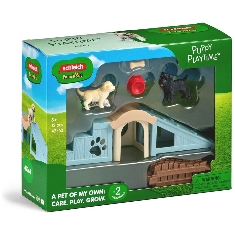 schleich Farm World 42480 13-delige puppykamer, boerderijspeelset, met 3 puppyfiguren en accessoires, duurzaam boerderijspeelgoed, pedagogische dierenset vanaf 3 jaar schleich Farm World 42480 13-delige puppykamer, boerderijspeelset, met 3 puppyfiguren en accessoires, duurzaam boerderijspeelgoed, pedagogische dierenset vanaf 3 jaar