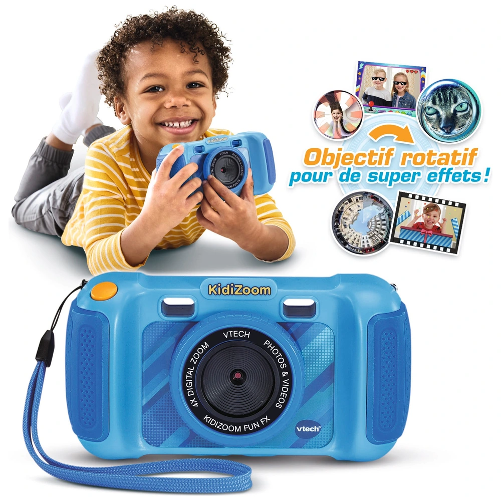 VTech Kidizoom Pix Bleu – Appareil Photo Numérique Enfant 2 MP, Écran 1,8'', 4 Jeux, Antichoc, Dès 3 Ans