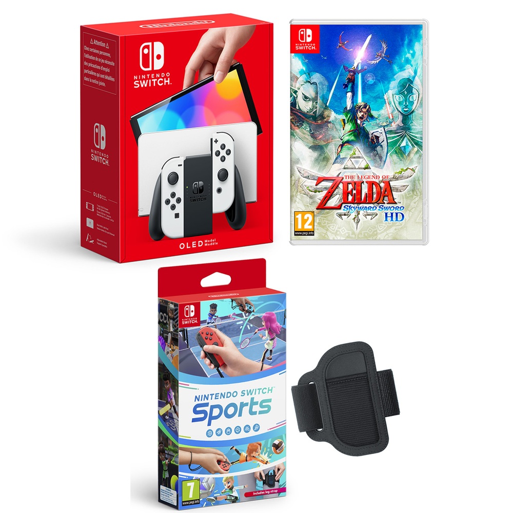Nintendo Switch OLED White, The Legend of Zelda Skyward Sword & Switch Sports Smyths Toys Ireland