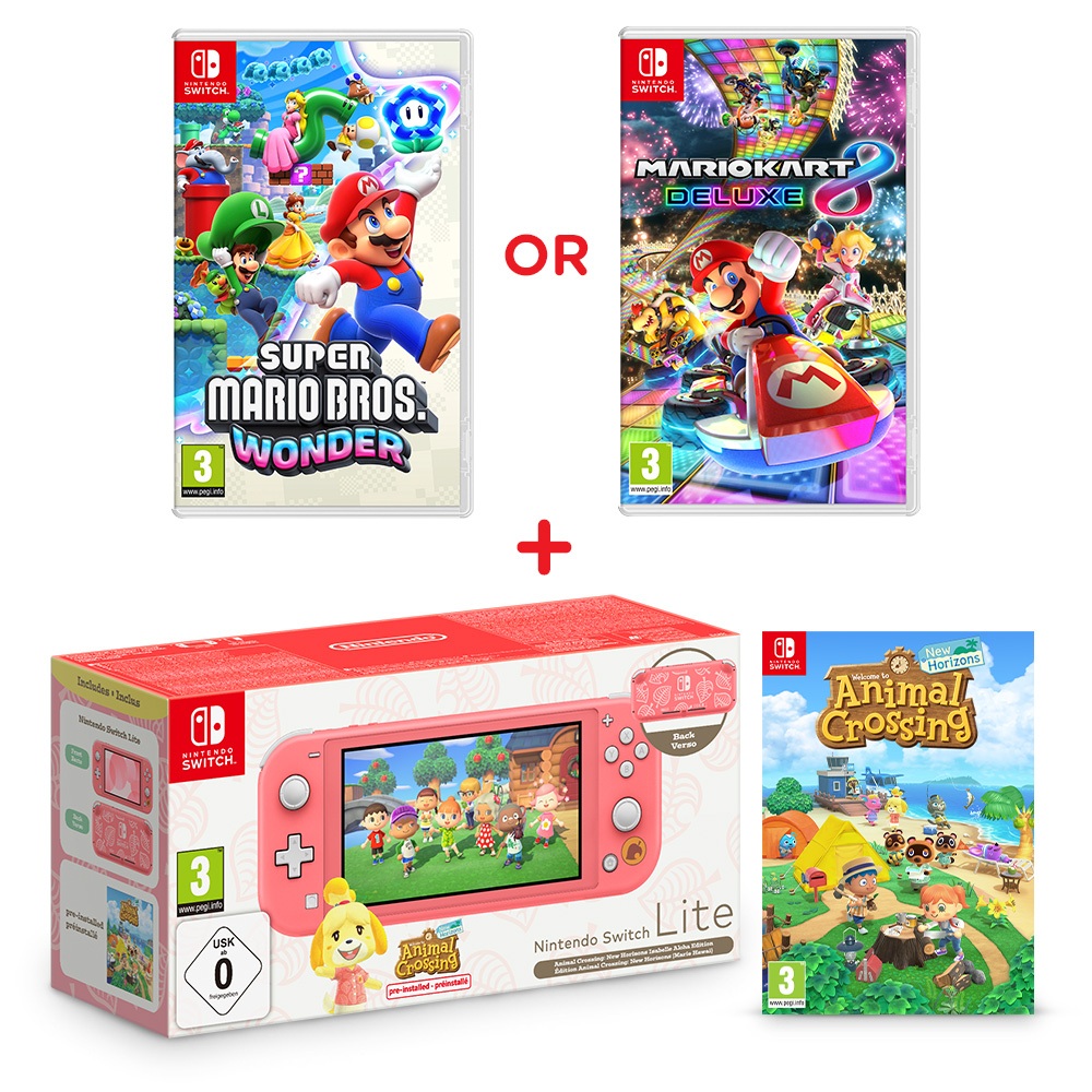 Nintendo Switch Lite (Coral) Bundle Includes Animal Crossing: New Horizons  