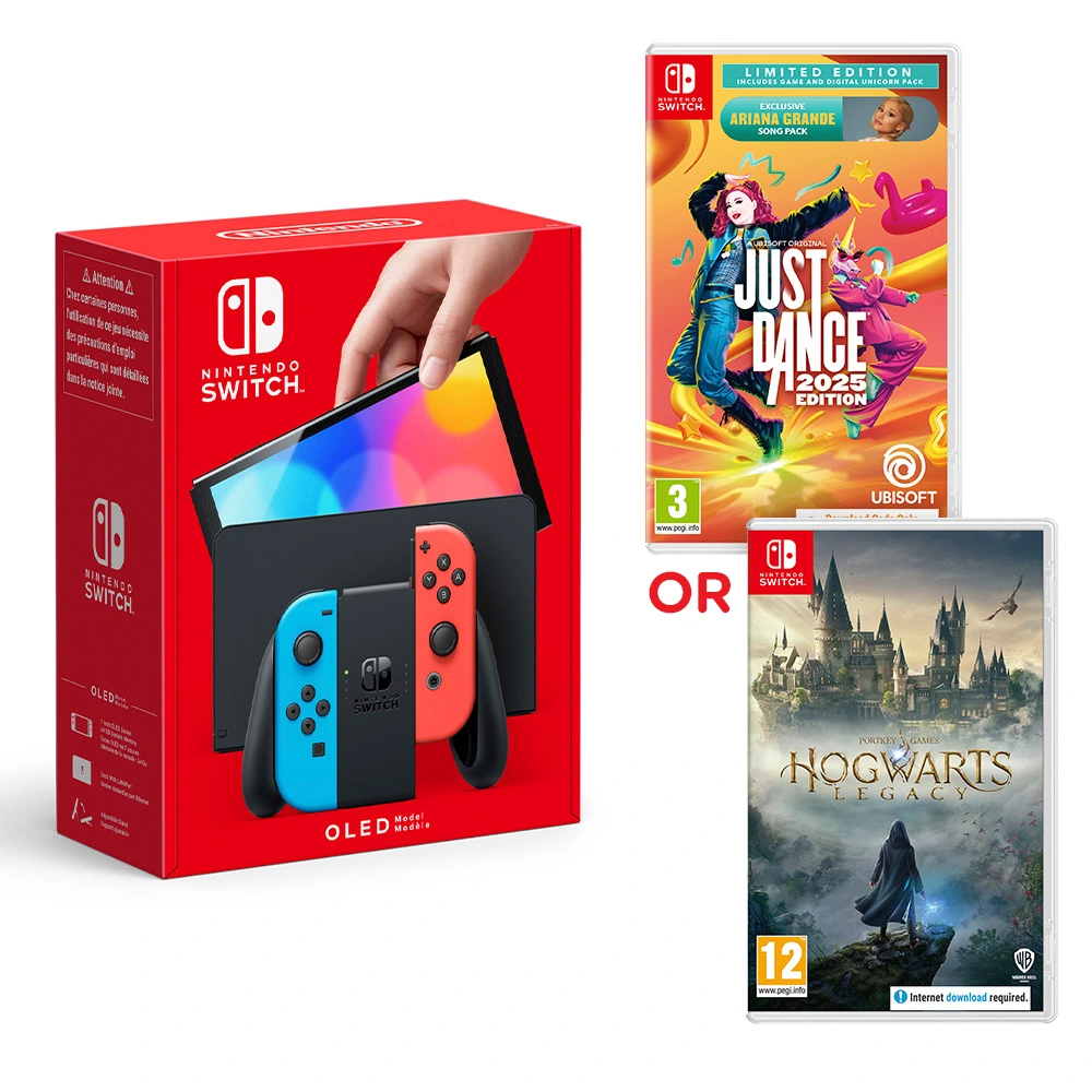 Nintendo Switch OLED Neon Just Dance 2025 or Hogwarts Legacy