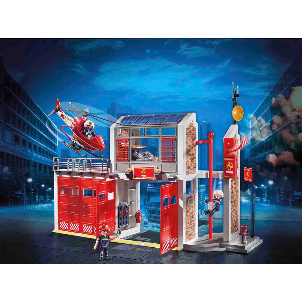 Playmobil - CIty Action 9432 Caserne de Pompiers avec Hélicoptère