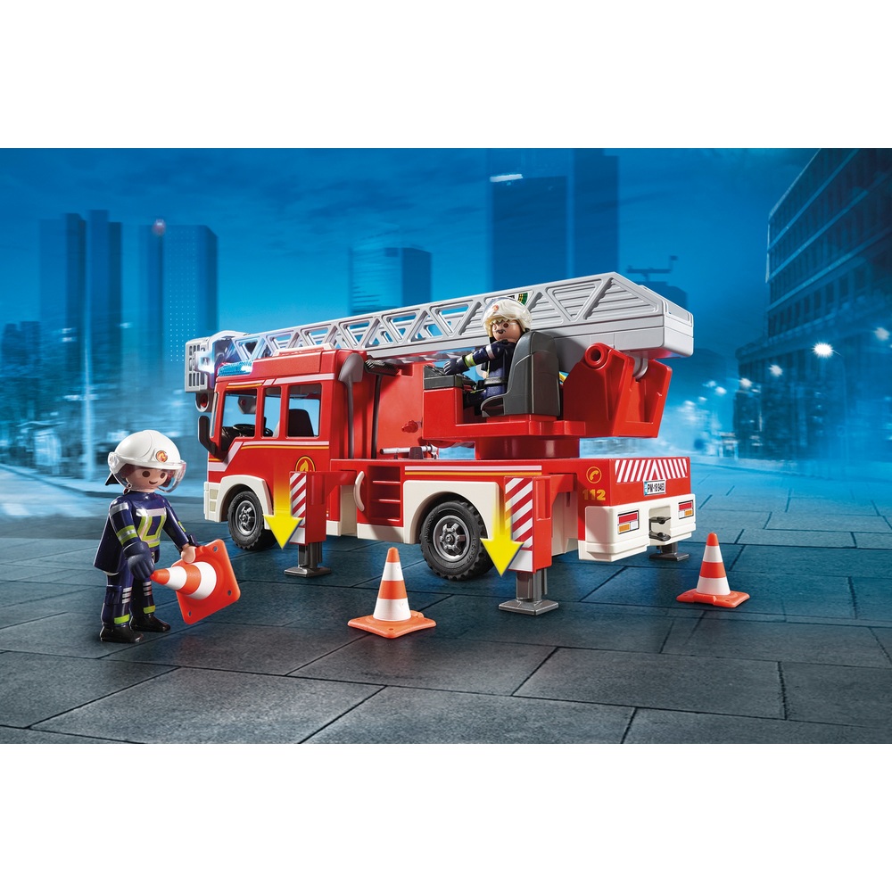 Playmobil City Action 9463 Spielzeug-Feuerwehr-Leiterfahrzeug Feuerwehrauto 