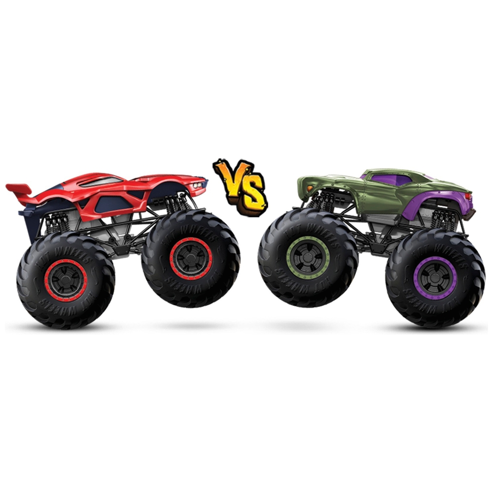 Hot Wheels Monster Trucks Demolition Doubles, Set of 2 Toy Monster Trucks  in 1:64 Scale (Styles May Vary)