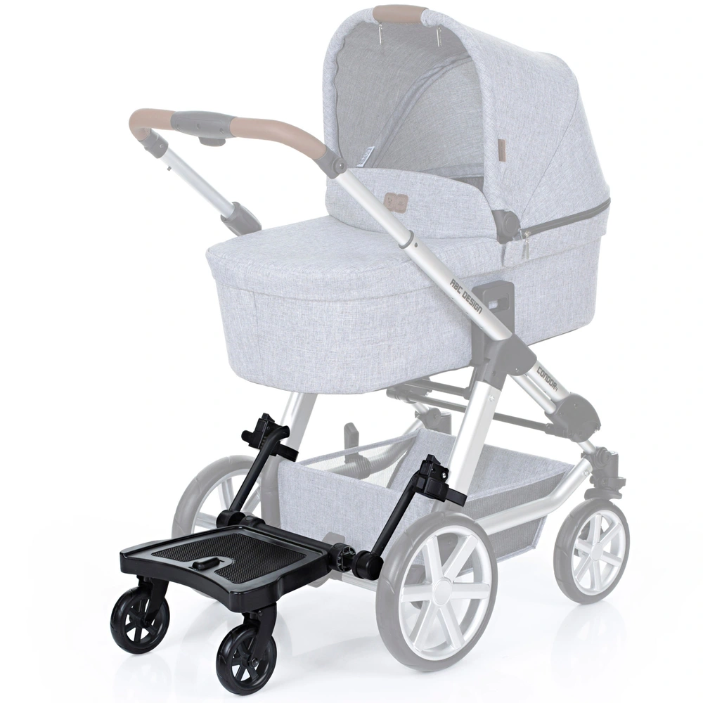 Universeel treeplank voor kinderwagen buggyboard met 360° zitting en stabiel Two-Wheel-ontwerp, Kiddy Board voor kinderen van 3 tot 7 jaar, in zwart