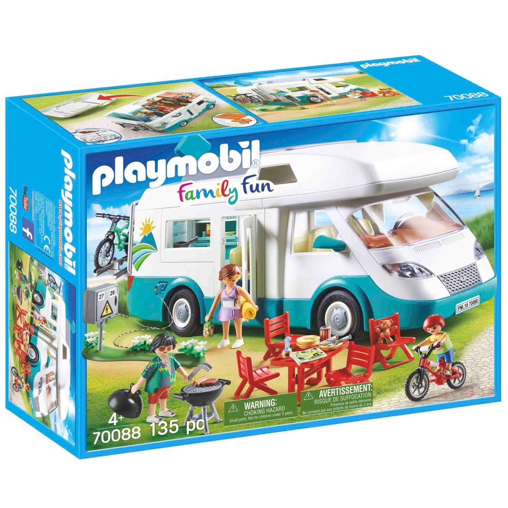Aanvrager Vroegst Groene achtergrond PLAYMOBIL Family Fun 70088 Camper met familie | Smyths Toys Nederland